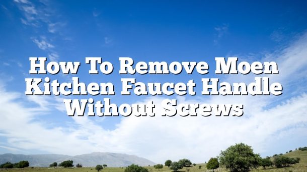 How To Remove Moen Kitchen Faucet Handle Without Screws