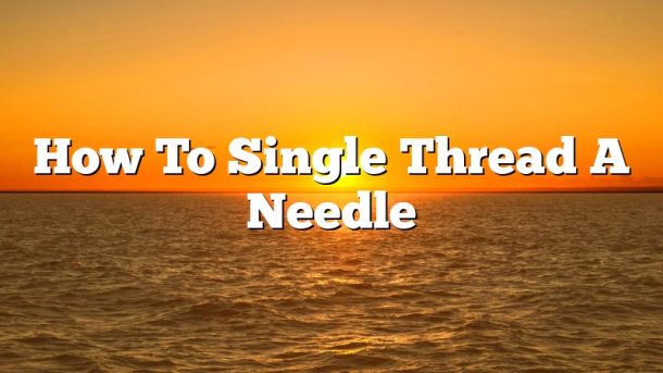 How To Single Thread A Needle