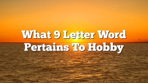 What 9 Letter Word Pertains To Hobby