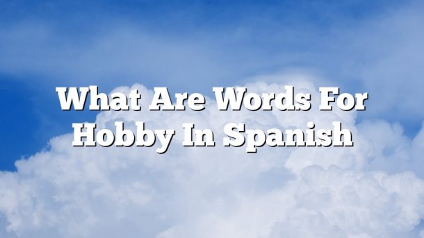 What Are Words For Hobby In Spanish