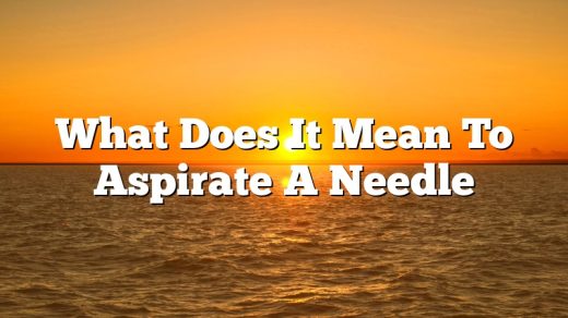 What Does It Mean To Aspirate A Needle